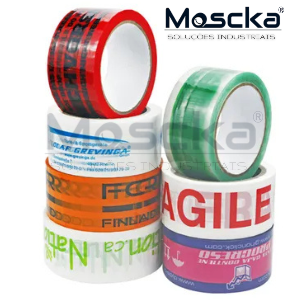 Fita adesiva personalizada com logo para branding Moscka